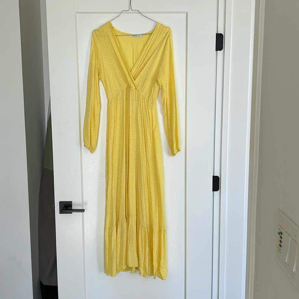 Long yellow summer dress - from danish brand Copenhagen Luxe - size small